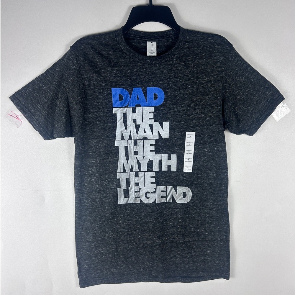 Optima Dad The Man The Myth The Legend Graphic T-Shirt Mens Size‎ Small Gray NWT